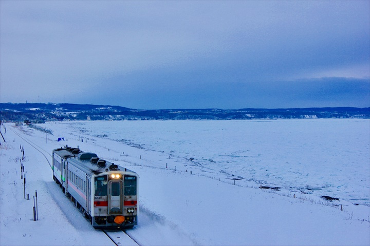 北海道　流氷 北浜駅