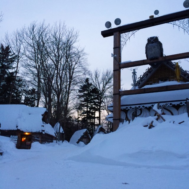 冬の阿寒湖アイヌコタン