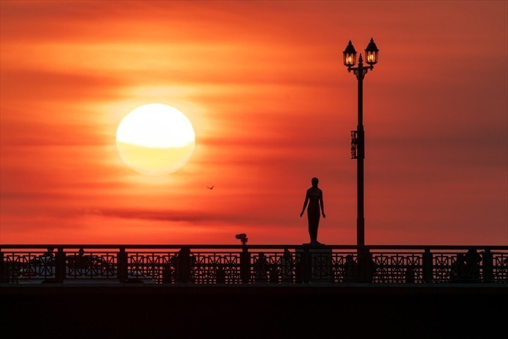 夏　北海道　釧路　夕日